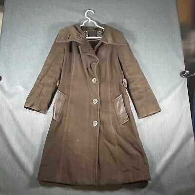 Mackage Coat Women's Small Brown Linen Wide Collar Belt-Back Long Sleeve • $7.13