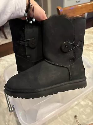 FREE GIFT Included! UGG Bailey Button Black  Womens Size 7 Boots Bootie Shoes • $80