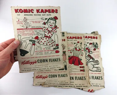 40s KOMIC KAPERS~KELLOGGS CEREAL FREE GIFT DANCING STRING PUPPETS/PAPER DOLL TOY • £45