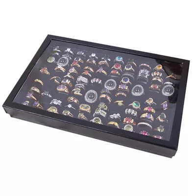 100 Slots Velvet Ring Earring Jewelry Display Organizer Tray Holder Storage Case • $14.24