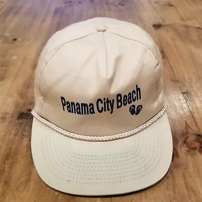 Vintage Panama City Beach Hat Cap Snap Back Adjustable Brown Rope Trucker • $7.94