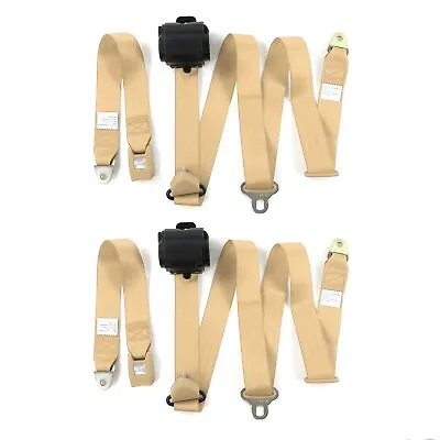 Standard 3pt Tan Retractable Bucket Seatbelt Kit Pair Fits Ford Van 1975 - 1991 • $151.05