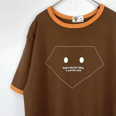 Mint BAPE Shirt L Abathing Ape Ringer T-Shirt Baby Milo Brown Rare • $61.49