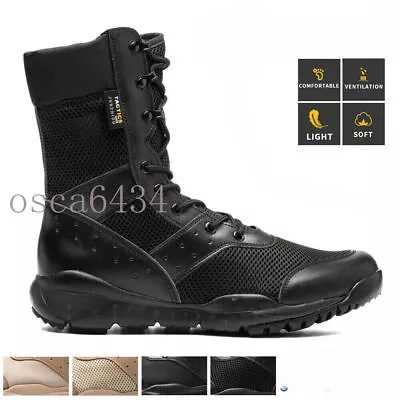 Men's Army Military Combat Boots Police Motorcycle Hiking Tactical Work Shoes • $38.87