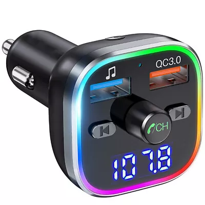 FM Transmitter For Car With Bluetooth Dual USB Charger And MP3 Player TF Card • £10.07