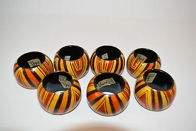 Vera Neumann Mid Century Modern Painted Wooden Napkin Rings (7) • $29