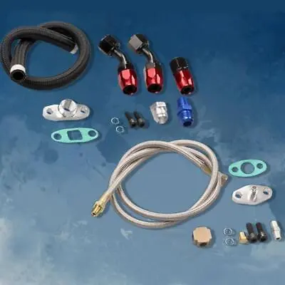 US Car Turbo Oil Drain/ Feed Line Kit Set Hardware Fit For T3 T4 GT35 T70 T66 • $41.98