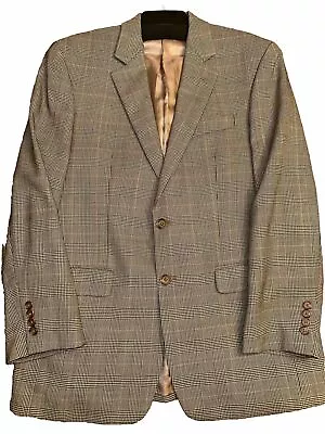 Vintage Ralph Lauren Gray Plaid Blazer Sport Coat Jacket Size 40R Dress Casual • $35