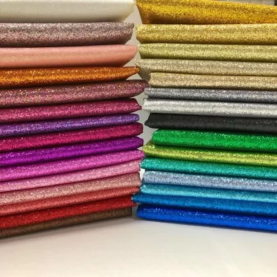 £5.50 • Buy Metallic Fine Glitter Fabric Sparkly Vinyl Faux Leather Backed Decor Craft Bows