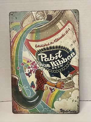 RETRO VINTAGE LOOK Pabst Blue RIbbon - Since 1844 Metal Sign Man Cave Rainbow • $11.95