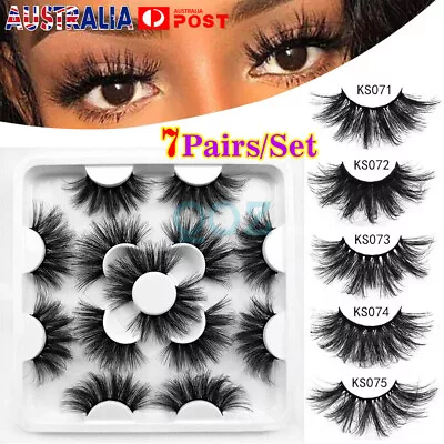 $6.86 • Buy 7 Pairs/set Natural Fake Lashes Set 3D Mixed Layered Long Soft False Eyelashes