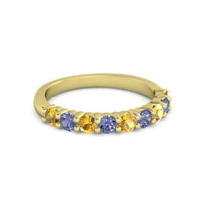 10K Yellow Gold Round 2.5MM Citrine Tanzanite Eternity Ring • £142.13