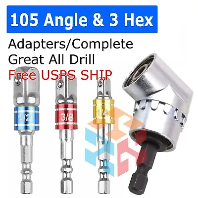 Socket Adapter Set Hex Shank To 1/4  3/8  1/2  Impact Driver Drill 3 Pcs Color • $8.95