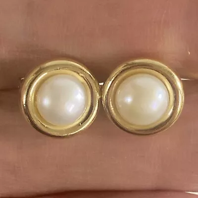 14k Mabe Pearl Earrings W/Omega Stud Posts • $24.50