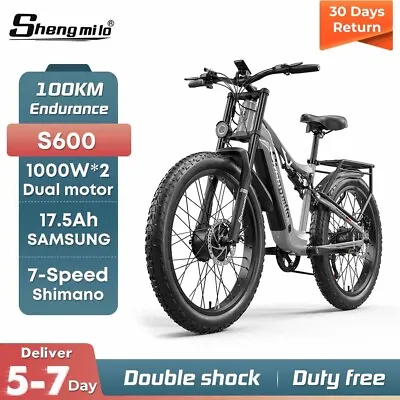 Shengmilo 26  Electric Bike Aldult Mountain Ebike 2000W 48V Fat Bike Full Shock • $1699
