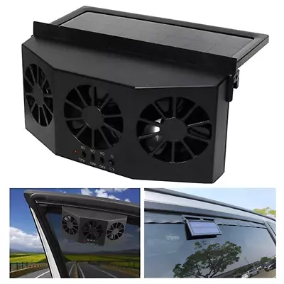 3-Outlet Solar Powered Car SUV Air Vent Cooling Fan Auto Window Cooler Exhaust • $28.14