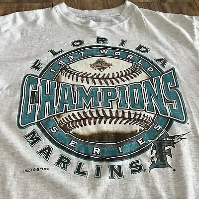 Vintage 1997 Florida Marlins World Series Champions T-Shirt Men’s Large • $30