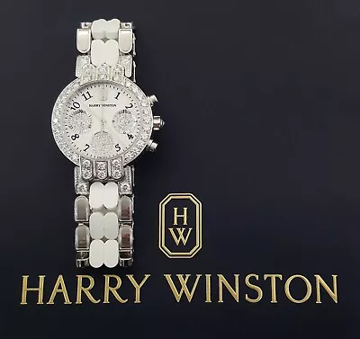 Harry Winston Premier Chronograph 32mm Diamond Watch 18k W Gold 3.35 Ct Rtl $74k • $13995