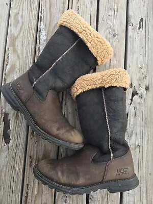 UGG Brooks Tall Leather Shearling Flat Boots 5490 Size 7 Women’s (have Wear) • $75