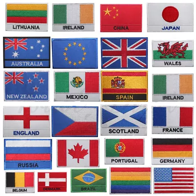 £2.19 • Buy National Country Flag Patch Embroidered Iron On Sew On Patch Badge