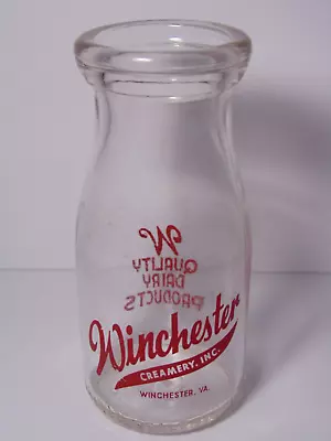 1952 50s Vintage Winchester Creamery MILK BOTTLE PYROGLAZE Winchester Virginia • $41.99