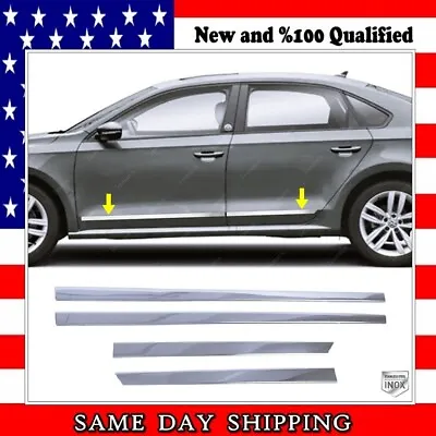 Chrome Side Door Molding Protector 4 Doors S.steel For Vw Passat 2012 To 2019 • $60.80