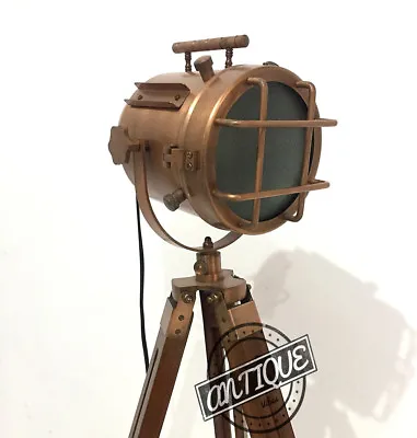 $137.50 • Buy Christmas Antique Style ~ E27 FLOOR LAMP With TRIPOD Nautical Searchlight Stand