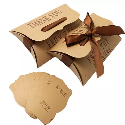 $5.46 • Buy 10/50/100 Wedding Favours Boxes Craft Paper Pillow Sweet Cake Gift Candy Bags