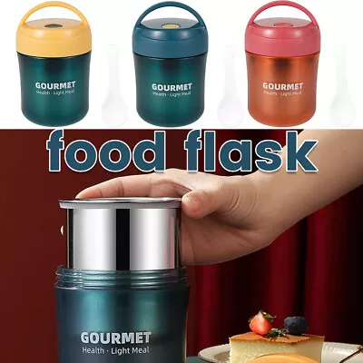 Vacuum Insulated Food Jar Stainless Steel Food Flask Soup Thermos W/ Spoon SeFBP • $16.05