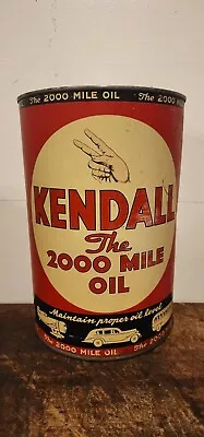 Vintage Kendall Motor Oil Can 5 Quart The 2000 Mile Oil Airplane • $50