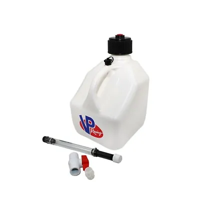 VP Racing White Square 3 Gallon Race Fuel Jug Gas Can + Fill Hose W/ Shut Off • $55.08