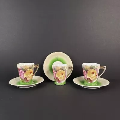 E & R German Porcelain Demitasse Cup And Saucer Vintage Made In Germany 3 Sets • $34.93