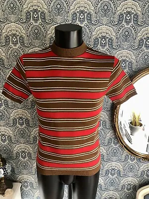 £1.20 • Buy Men’s Vtg 60s Northern Soul British Mod Celesta Banlon Nylon Knit Polo Shirt S/M