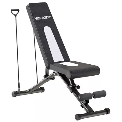 Vigbody Foldable Adjustable Dumbbell Bench With Resistance Bands 550lbs Capacity • $99.99