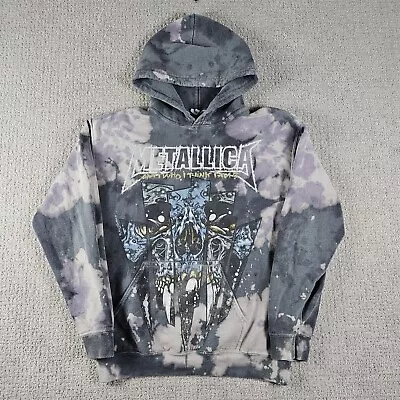 Vtg Metallica Pushead Hoodie Mens M Gray Tie Dye Pullover Am I Who I Think I Am • $50