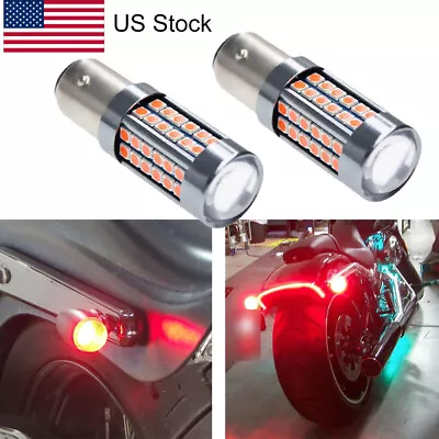 2Pcs Red LED Front Rear Brake Tail Turn Signal Blinker Lamp Bulbs For Motorcycle • $16.99