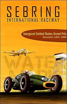 Grand Prix 1959 Sebring International Raceway United States Vintage Poster Print • $21.58