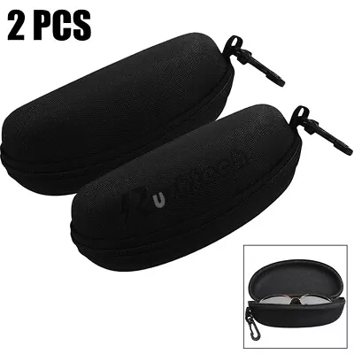 $8.99 • Buy 2-Pack Eye Glasses Case Box Sunglasses Protector Hard Zipper Belt Clip Portable
