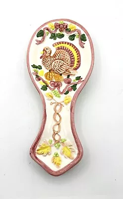 Thanksgiving Ceramic Spoon Rest Vintage Turkey Pumpkins Hermitage Pottery 1998 • $9.99