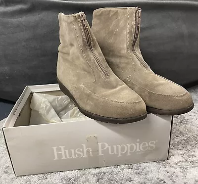 Vintage Hush Puppies Women’s Taupe Suede Chukka Ankle Boots Size 9 M USA • $29.99