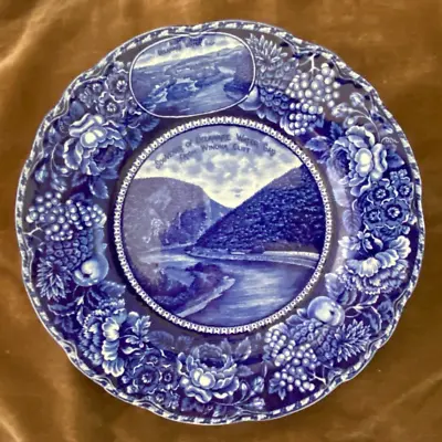 The Rowland & Marsellus Co.  Souvenir Of Delaware Water Gap  ~ Flow Blue Plate • $34