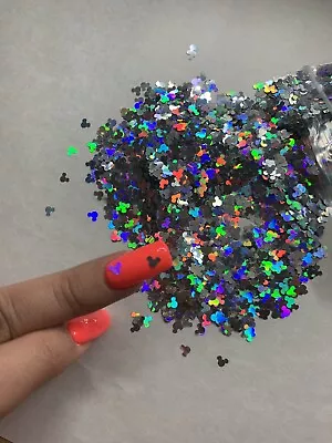 Holographic Silver Mickey Mouse Glitter  | 1 TSP  | Gel Nail Art & Acrylic  • $2.59