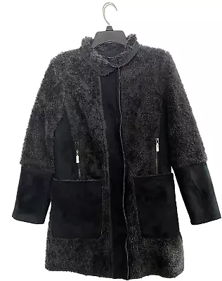 Vince Camuto Coat Women's Size S Black Faux Fur Front & Faux Suede Back Full Zip • $27