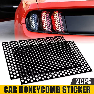 2x Car Rear Tail Light Cover Black Honeycomb Sticker Tail-lamp Decal Accessories • $9.48