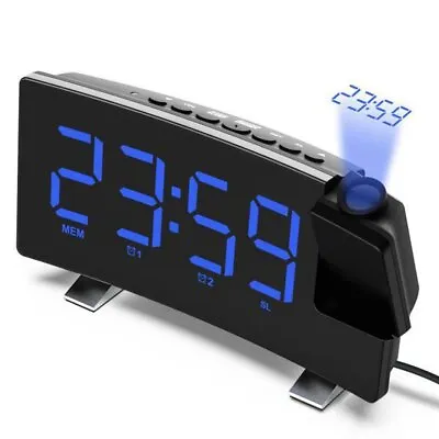 LED Digital Alarm Clock Projection Time Temperature Projector Snooze Radio Clock • $38.79