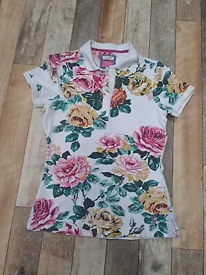 Joules Ladies Floral Poloshirt Size 8 Slimfit Summer • $13.88