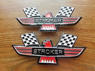 Ford Stroker Crossed Flag Fender Emblems Red Mustang Fairlane Galaxie Falcon + • $187.31