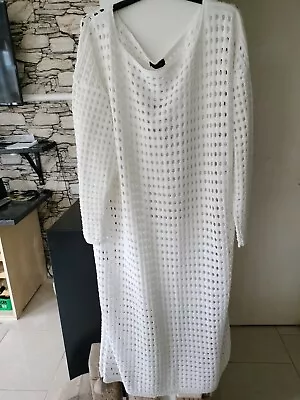 Ladies White Crotchet Long Dress Size 22/24 Yours Branded New • £14.99