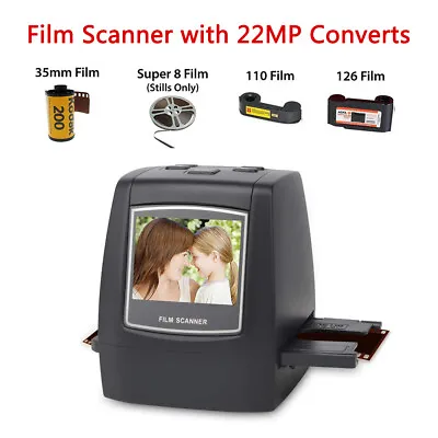 Film Scanner With 22MP Converts 126KPK/135/110/Super 8 Films Slides & Negatives • £93.35