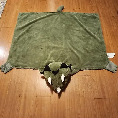 Pillowfort Dinosaur Green Triceratops Hooded Super Soft Fleece Blanket 40  X 50  • $12.59